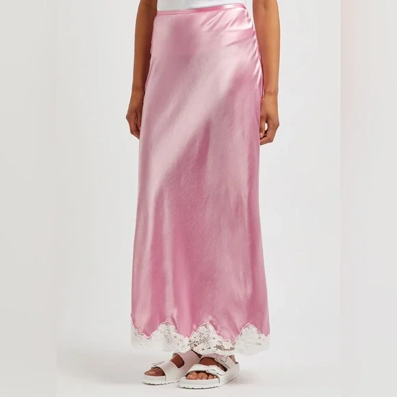 Rixo Crystal lace trim satin skirt - Picture 3 of 8